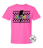 DTF Print * Back to School * Neon Checkered Lightning