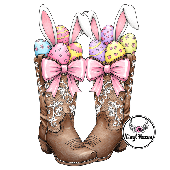 DTF Print * Easter * Western Bunny Ear Boots