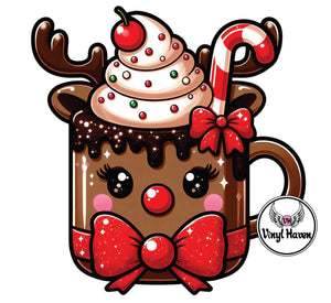 DTF Print * Christmas * Cute Cocoa Reindeer mug