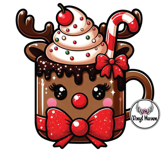 DTF Print * Christmas * Cute Cocoa Reindeer mug