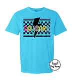 DTF Print * Back to School * Neon Checkered Lightning