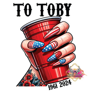 DTF Print * 4th of July * To Toby Red Solo cup American Flag Nails