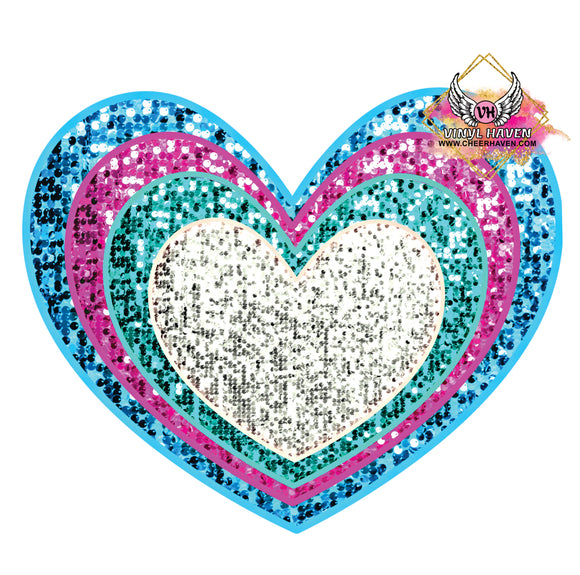 DTF Print * Valentine's * Teal & Pink Glittery Heart