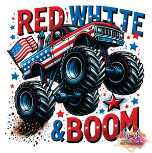 DTF Print * 4th of July * Red White & Boom Monster Truck