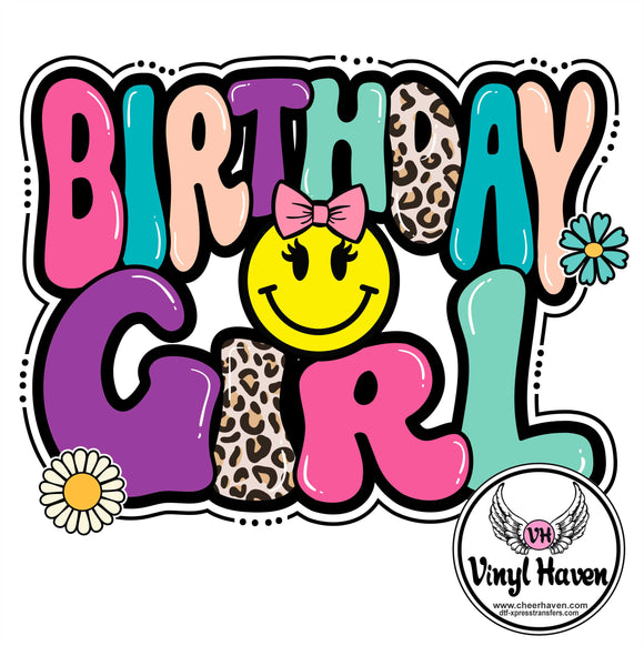 DTF Print * Birthday girls smiley face