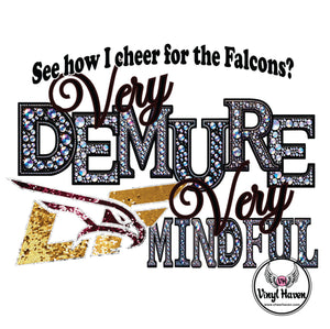 DTF Print * Back to School * Faux Rhinestone Demure Falcons