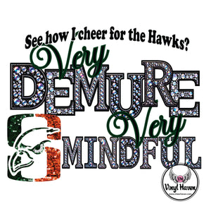 DTF Print * Back to School * Faux Rhinestone Demure Hawks