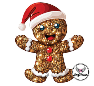 DTF Print * Christmas * Faux rhinestones Gingerbread Boy