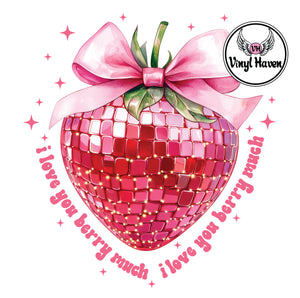 DTF Print * Valentine's * I love you berry much strawberry with bow