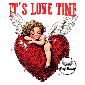 DTF Print * Valentine's * It's love time cupid heart