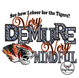 DTF Print * Back to School * Faux Rhinestone Demure Tigers