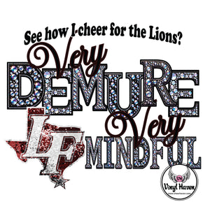 DTF Print * Back to School * Faux Rhinestone Demure Lions