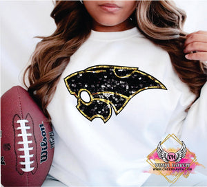 DTF Print * Realistic Texture Faux Sequins * Vela Panthers Logo