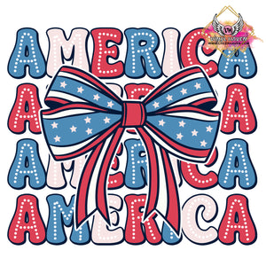 DTF Print * 4th of July * America with bow