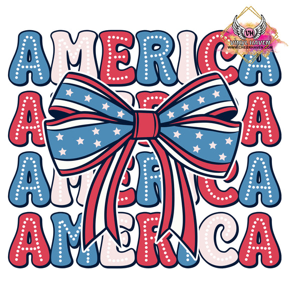 DTF Print * 4th of July * America with bow