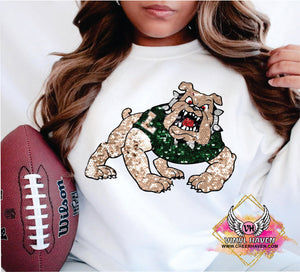 DTF Print * Realistic Texture Faux Sequins * Bulldogs logo