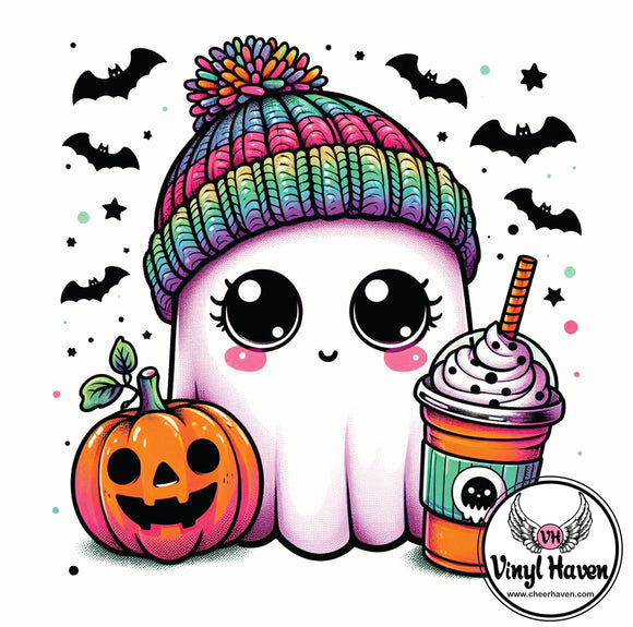 DTF Print * Halloween * Girly Ghost with coffee