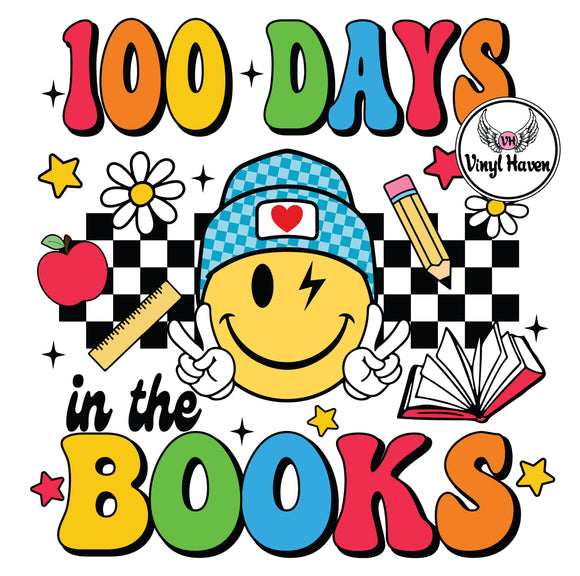 DTF Print * 100 Days Of School * 100 day in the books smiley face