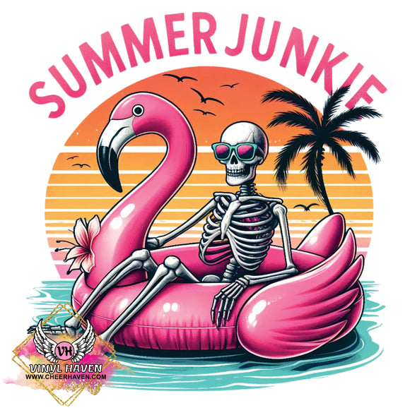 DTF Print * SUMMER * Summer Junkie Flamingo skeleton