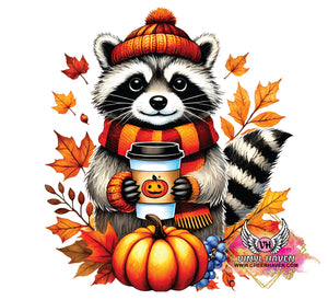 DTF Print * Fall * Coffee Racoon