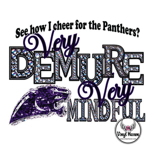 DTF Print * Back to School * Faux Rhinestone Demure Panthers