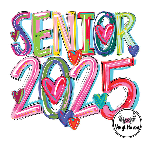 DTF Print * Graduation * Retro colorful Senior 2025