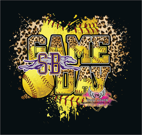 DTF Print * Lady Hounds Game Day Leopard Heart * Softball