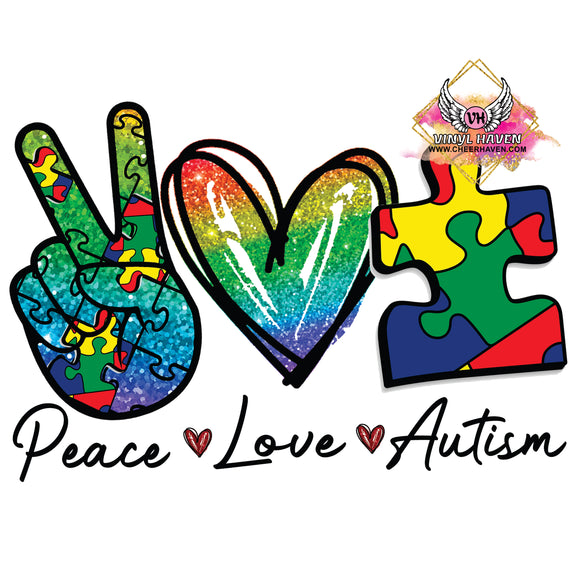 DTF Print * Autism * Peace Love Autism