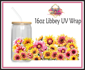 UV DTF Wrap * Pink & Yellow sunflowers