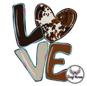 DTF Print * Valentine's * Love Cow print heart