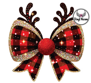 DTF Print * Christmas * Reindeer plaid bow