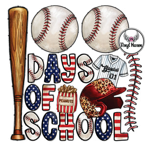 DTF Print * 100 Days Of School * 100 days of school Baseball