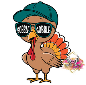 DTF Print * Fall * Gobble Gobble Boy Cap Turkey