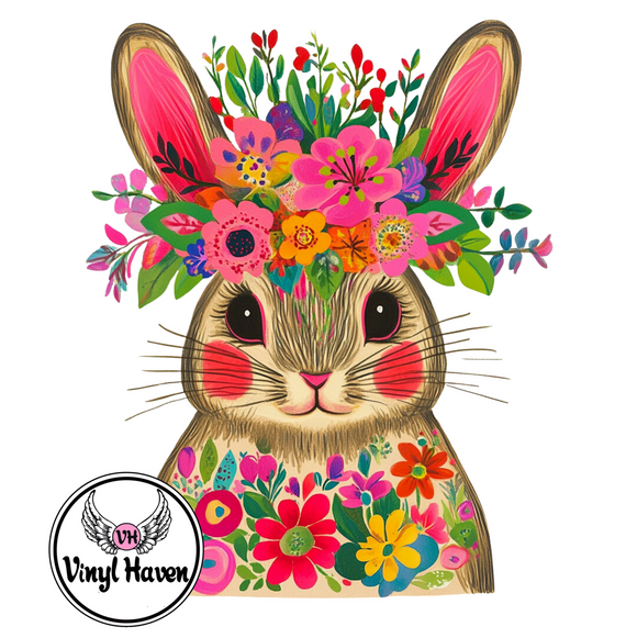 DTF Print * Easter * Boho Floral Bunny