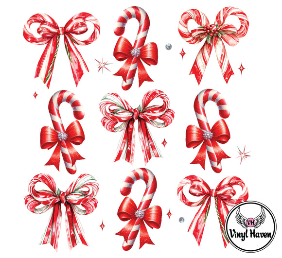 DTF Print * Christmas * Coquette bows & candy canes