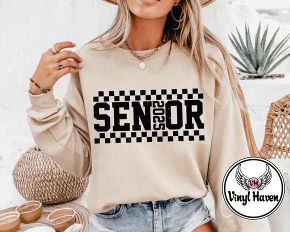 DTF Print * Graduation * Checkered Senior 2025 (Black)