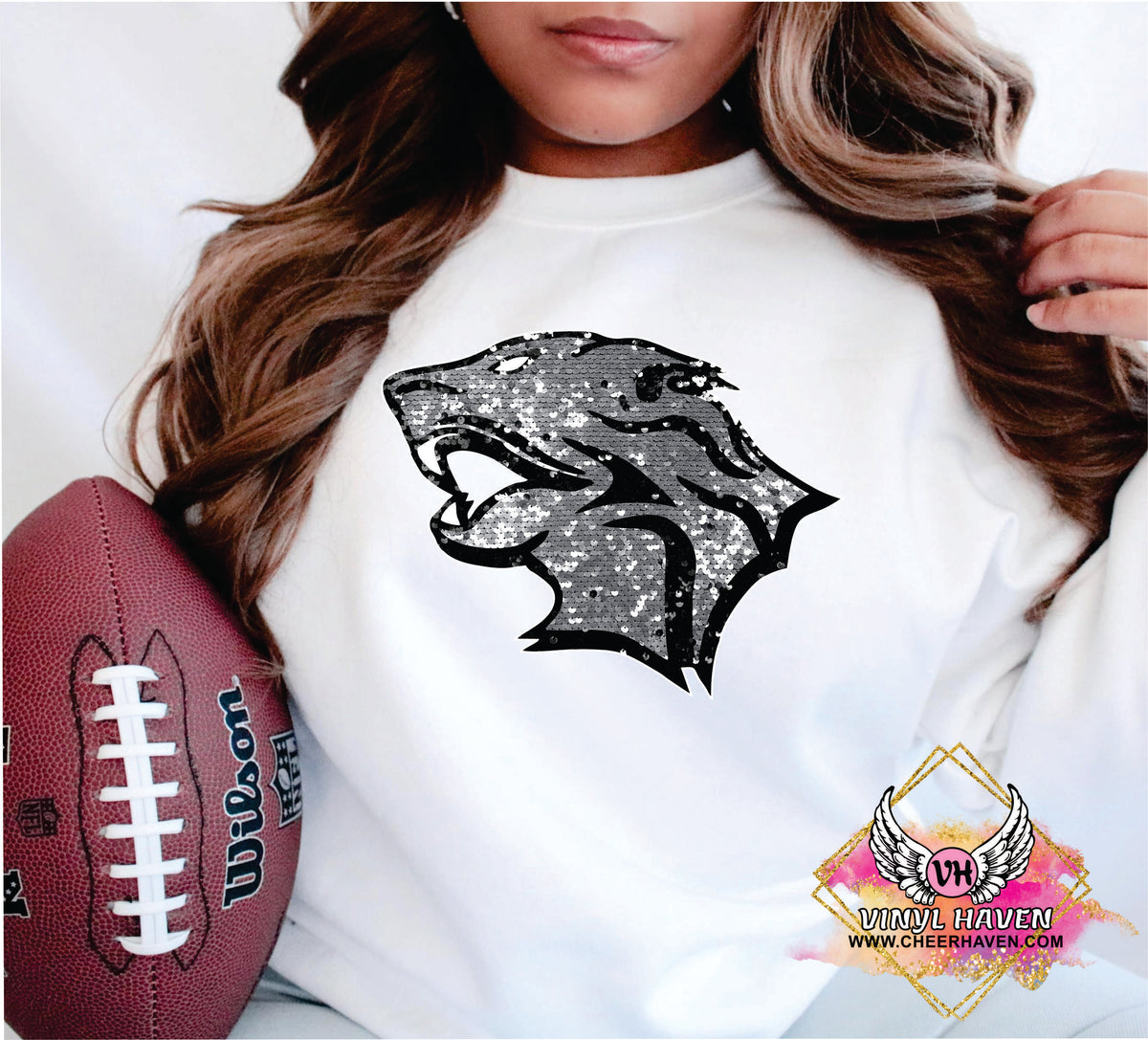 DTF Print * Realistic Texture Faux Sequins * Weslaco E. Wildcats logo ...