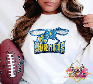 DTF Print * Realistic Texture Faux Sequins * Idea Hornets logo