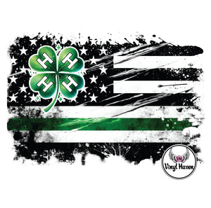 DTF print * Western * 4 H Black & White Flag