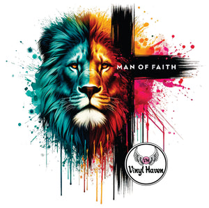 DTF Print * Religious * Man of Faith Lion & Cross