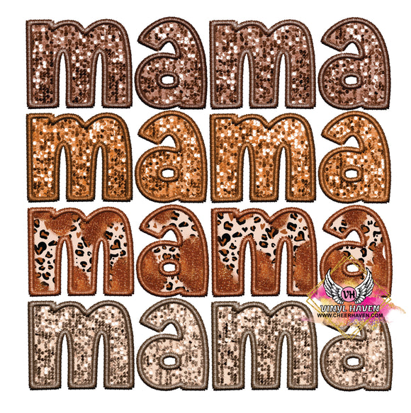 DTF Print * Mothers Day  * Mama brown faux sequin