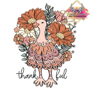 DTF Print * Fall * Fancy Floral Thankful Turkey