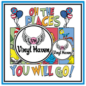 DTF Print * Read Across America * Oh The Places 4 squares #60