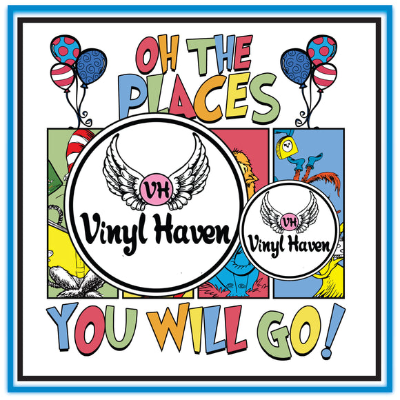 DTF Print * Read Across America * Oh The Places 4 squares #60