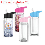 10oz SNOW GLOBE Double wall Acrylic plastic Kids bottle