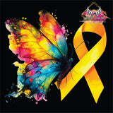 DTF Print * Childhood Cancer Awareness * Colorful Butterfly & Ribbon