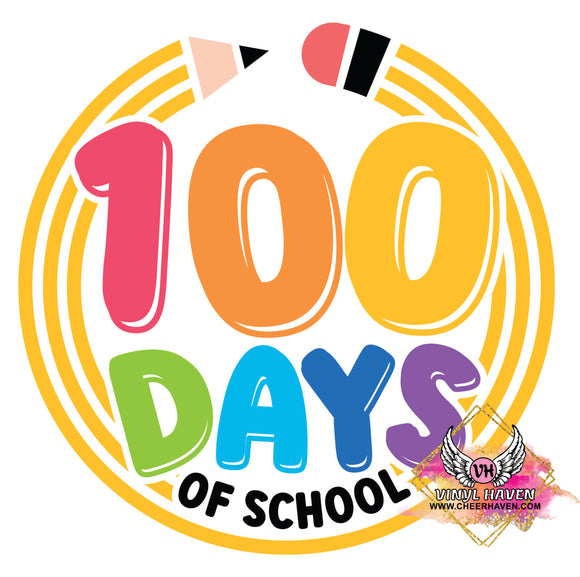 DTF Print * 100 Days Of School * 100 days of school circle pencil