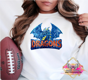 DTF Print * Realistic Texture Faux Sequins * Idea Dragons Logo