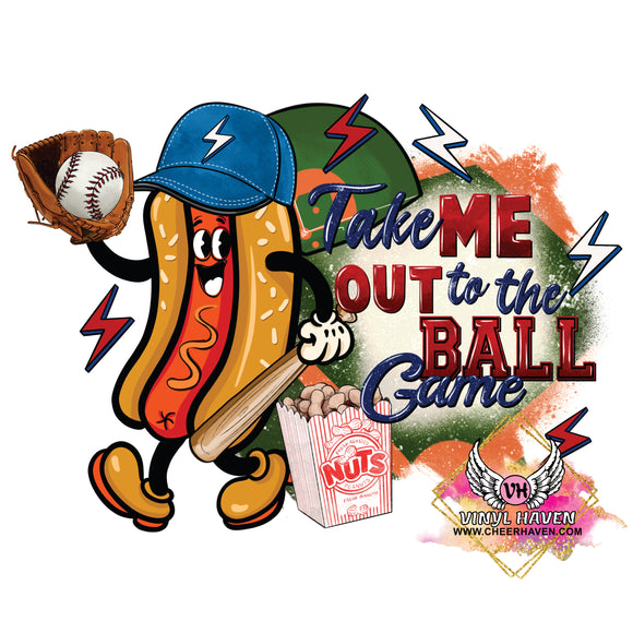 DTF Print * Sports * Take me out to the ball game * Hotdog