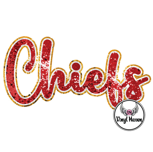 DTF Print * Football Game Day * Chiefs faux sequin